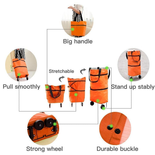 Foldable Light Weight Polyester Shopping Trolley Bag